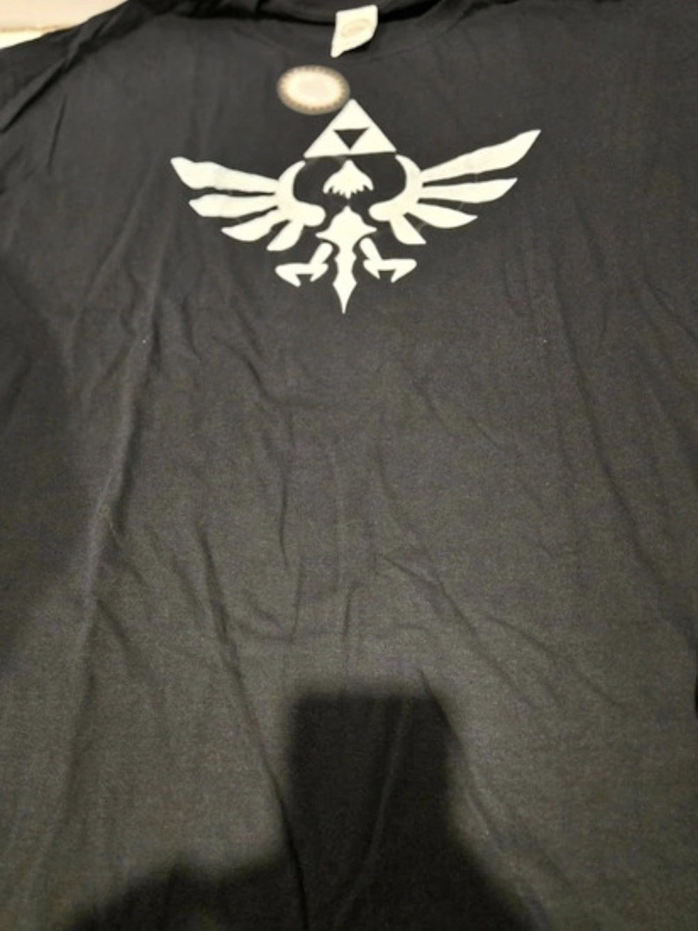 Nintendo Legend of Zelda Triforce Crest T-Shirt Black & White 3XL